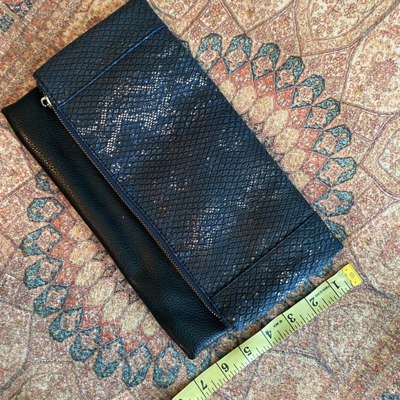 Fold-over Faux Snakeskin Clutch - Picture 2 of 6